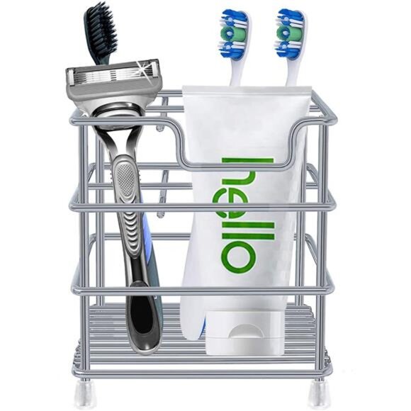 Stainless Steel Toothbrush Holder Bathroom Organizer Rustproof Toothpaste Stand - Picture 4 of 8